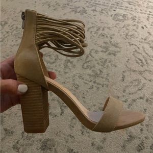 Faux suede strappy heel